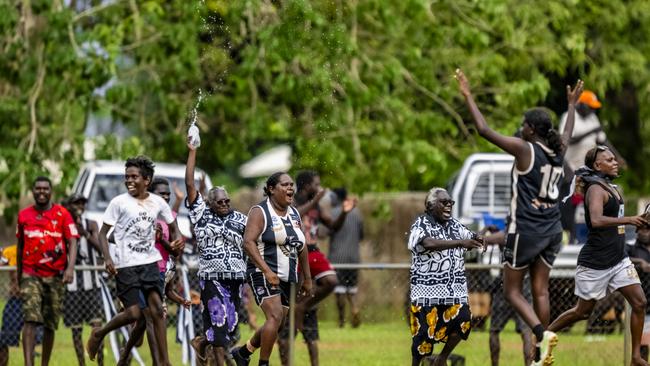 History was made as the Muluwurri Magpies beat the Tapalinga Superstars in the inaugural 2023 Tiwi Islands Football League women's grand final. Picture: Patch Clapp / AFLNT Media