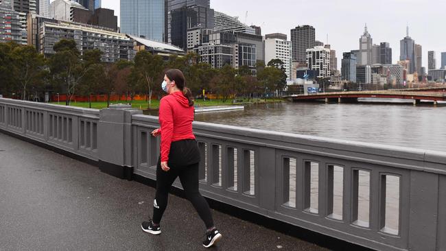 Limits on the duration of exercise and the ability to drive out of the city may eased sooner than other restrictions. Picture: AFP