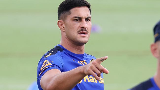 DAILY TELEGRAPH. MARCH 12, 2025.Pictured is Dylan Brown during Parramatta Eels training at Eels HQ in Kellyville today. Picture: Tim Hunter.