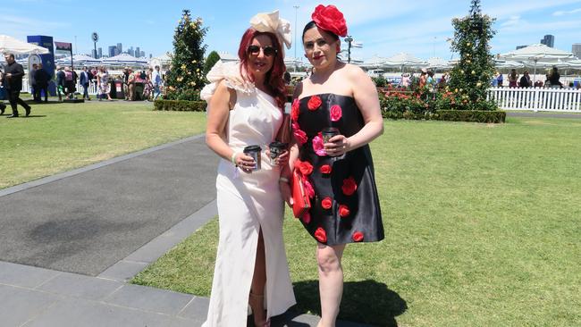 Snezana and Anita at the 2024 Crown Oaks Day, held at Flemington Racecourse. Picture: Gemma Scerri