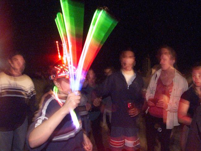 Colourful illuminated wands light up the night in Rye for New Year’s Eve 2000. Picture: Andrew Batsch