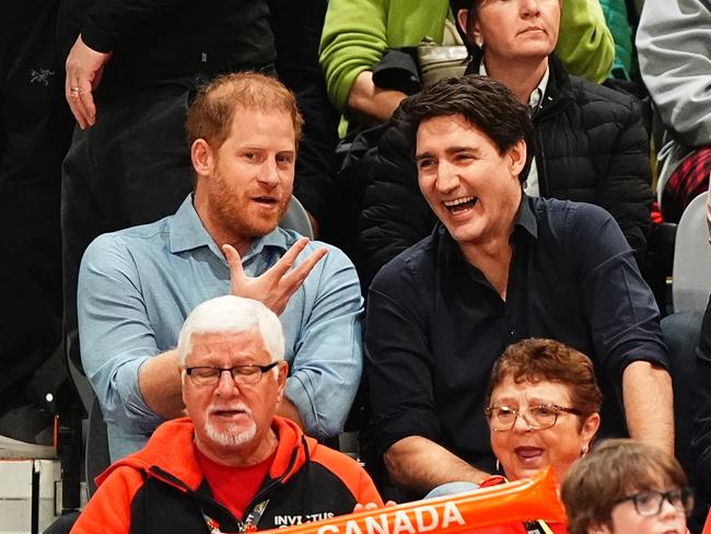 Prince Harry and Canadian PM Justin Trudeau spotting laughing together at an Invictus Games event. Picture: PA Images via Getty Images