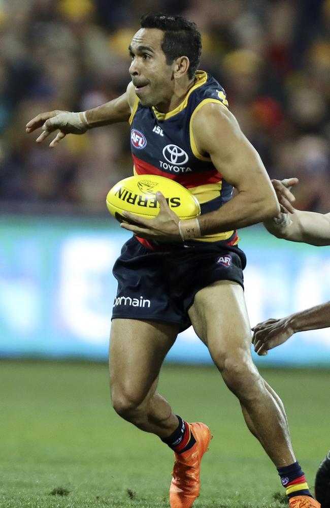 Adelaide’s Eddie Betts evades Port’s Jasper Pittard. Picture: Sarah Reed