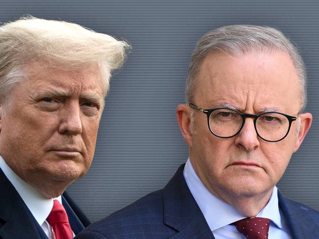 8 November 2024; A photo comp of Donald Trump and Anthony Albanese on a grey background. Sources supplied. Collage. Ratio 16:9.