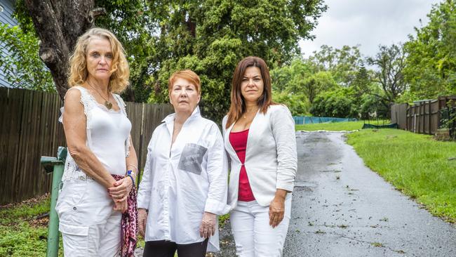 Annie O'Moon-Browning, Anne Boccavella and Eunice Medeiros at the site. Picture: AAP/Richard Walker