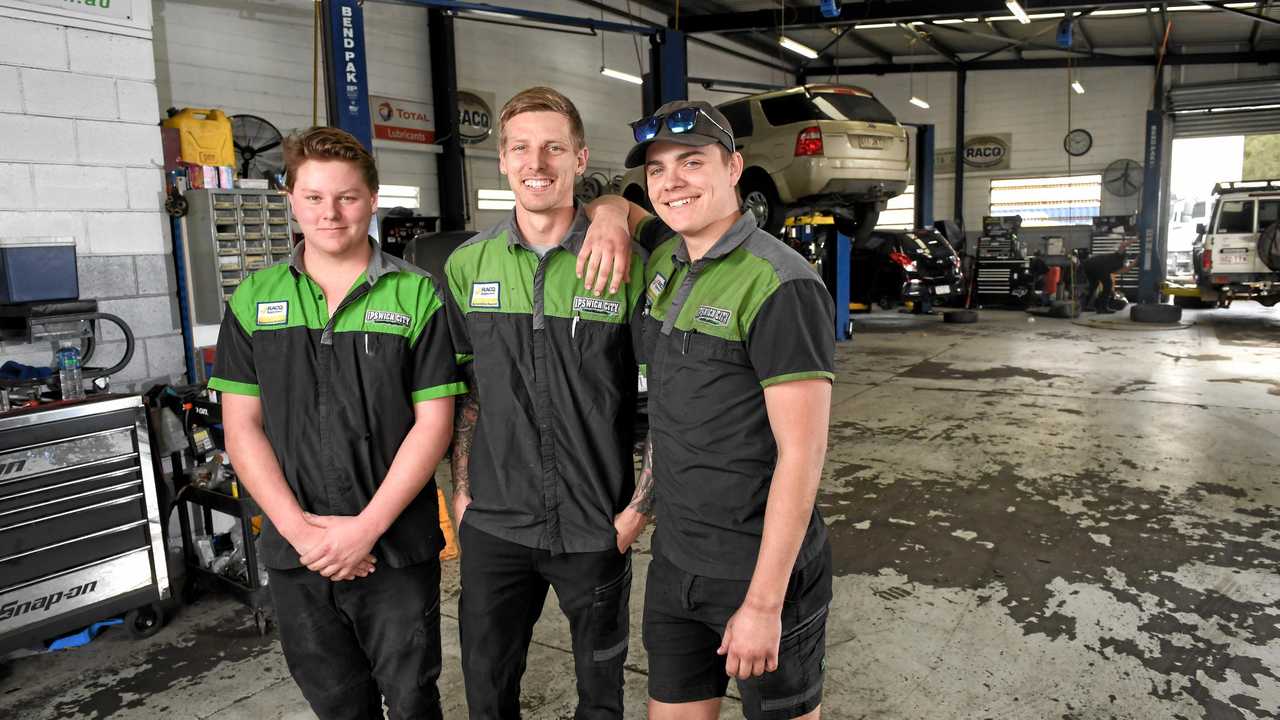 ON THE JOB: Jackson Keene, Ben Forster and Matt Goodwin from Ipswich City Mechanical. Picture: Rob Williams