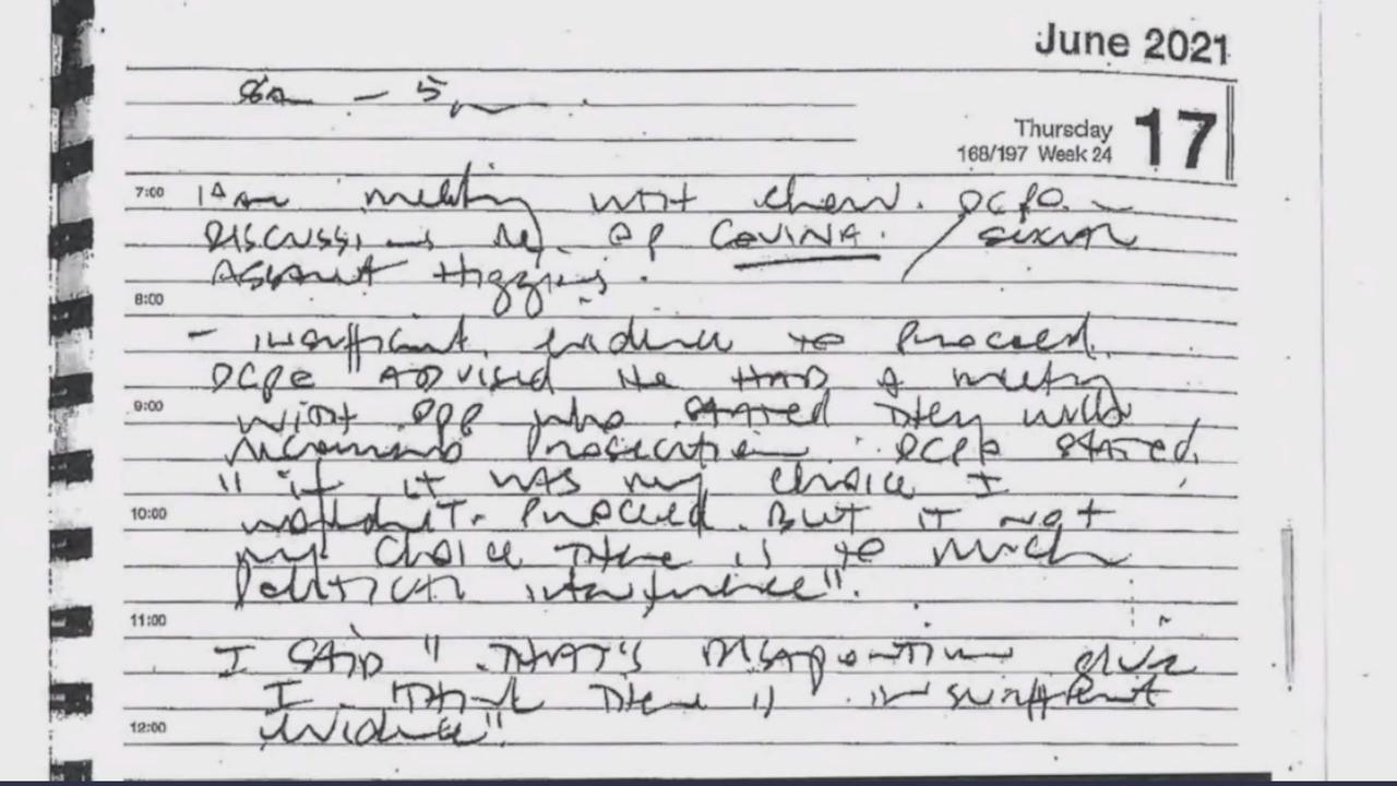 Diary note by Detective Moller on June 17, as tendered to the inquiry.
