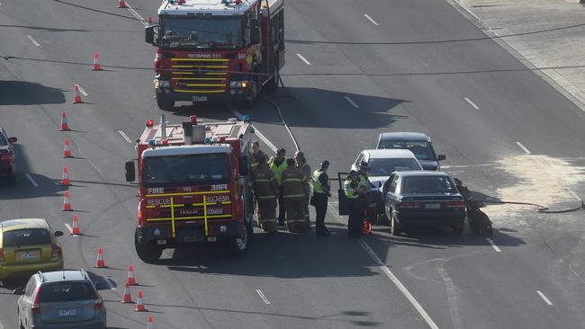 The crash happened on Bell St in Heidelberg Heights. Picture: Tony Gough.