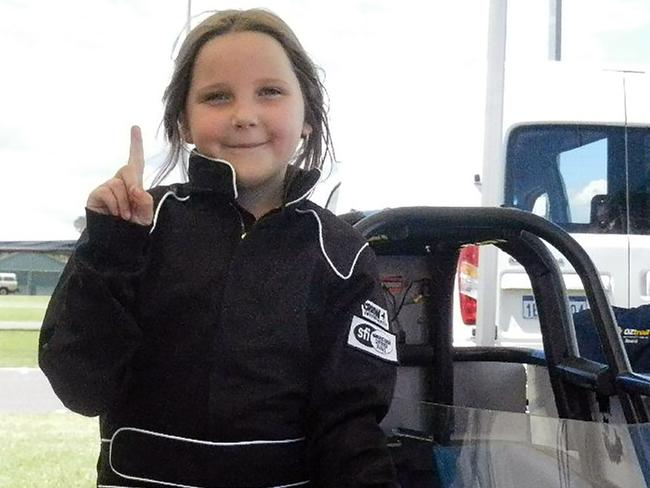 Anita was racing in her first event when she hit a cement barrier at the end of her run. Picture: Junior Dragster Australia