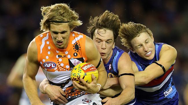 The Western Bulldogs and GWS Giants are developing a great AFL rivalry. Picture: Alex Coppel