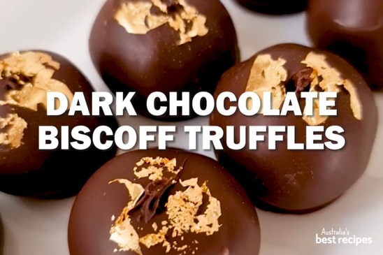 Dark chocolate Biscoff truffles