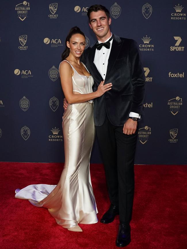 Pat Cummins and fiancee Becky Boston at the 2020 Australian Cricket Awards in February last year. Picture: AAP Image/Scott Barbour