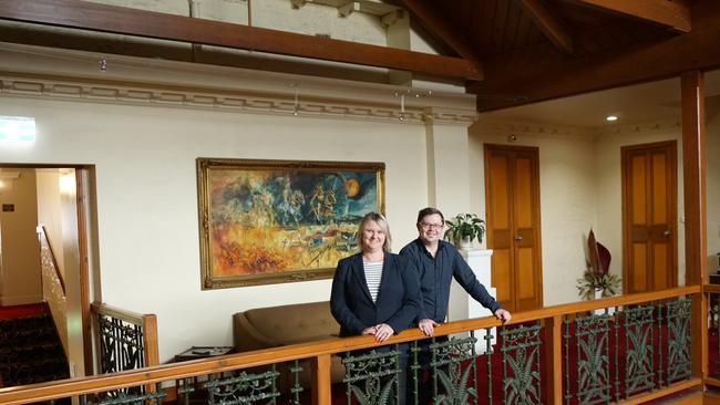 Venue manager Belinda Crute and food and beverage manager Zac Andrews are excited by the unveiling of the plan to redevelop The G. Picture: Jessica Ball