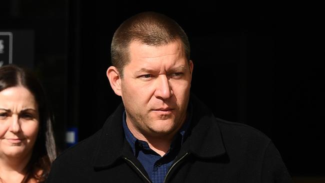 Thunder River Rapids ride operator Peter Nemeth leaves after giving evidence in the inquest into the Dreamworld disaster. Picture: AAP Image/Dan Peled