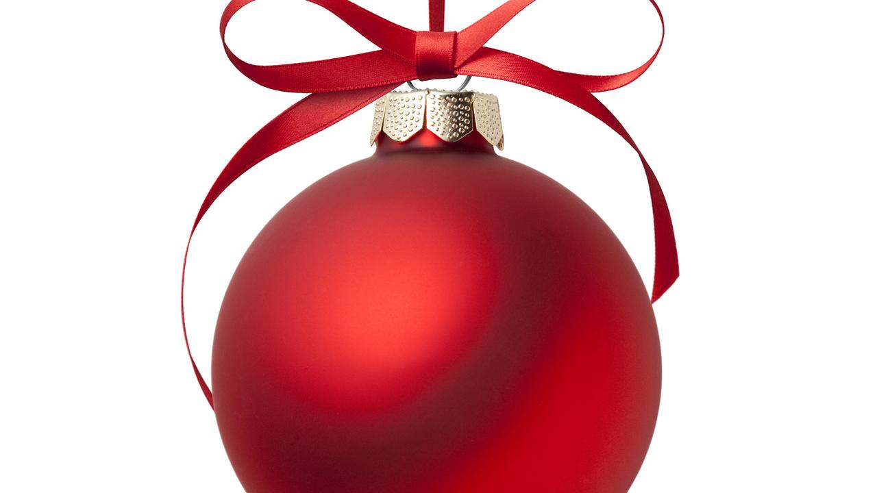A red Christmas bauble.