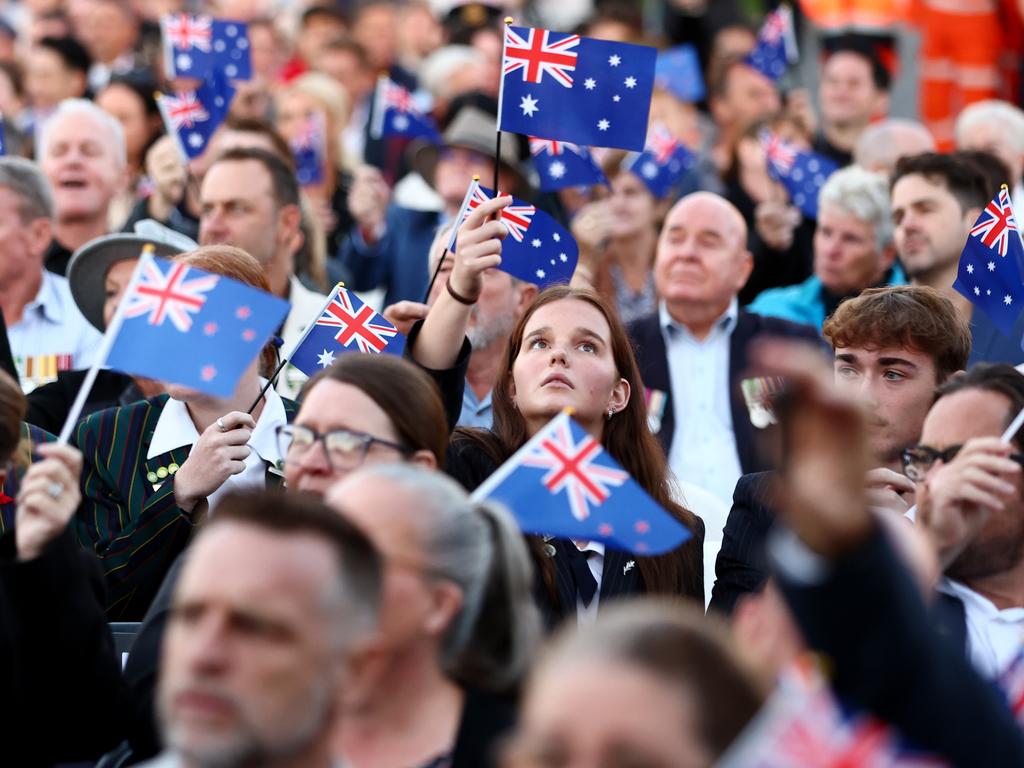 Members of the public attend the ANZAC dawn service on April 25, 2024 in Currumbin, Australia. (Photo by Chris Hyde/Getty Images)