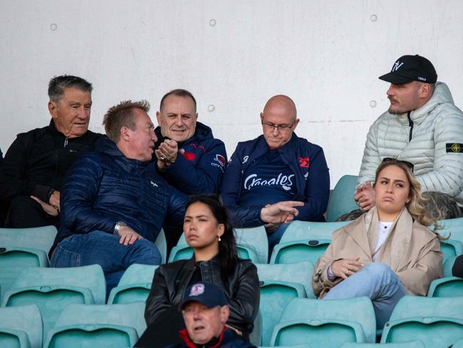 Nick Politis, Trent Robinson and Angus Crichton at Wentworth Park. Picture: Thomas Lisson