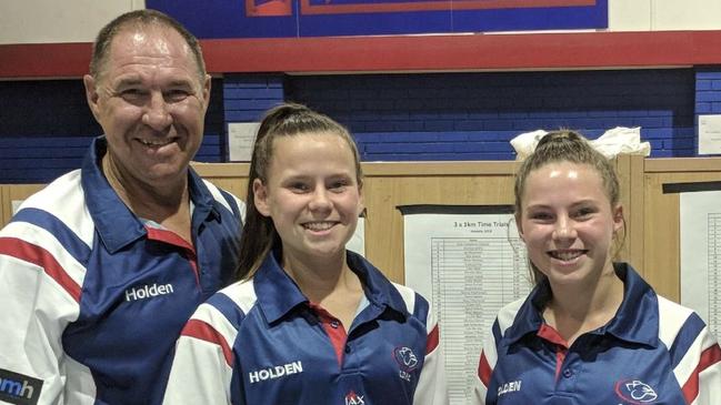 Central District great Jamie Thomas with his daughters Aisha and Abbie last year. Picture: Supplied