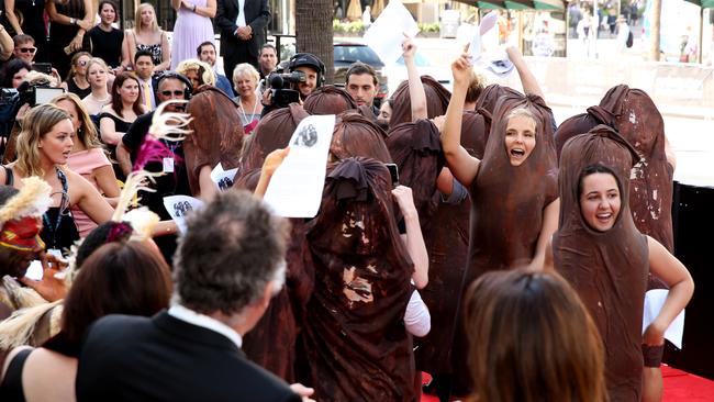 A protest group complaining about gender inequality raid the 2016 AACTA Awards.