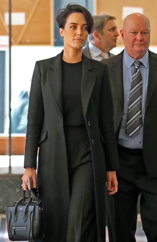 Sarah Budge arrives at the court with her dad for the start of her trial. Picture John Grainger