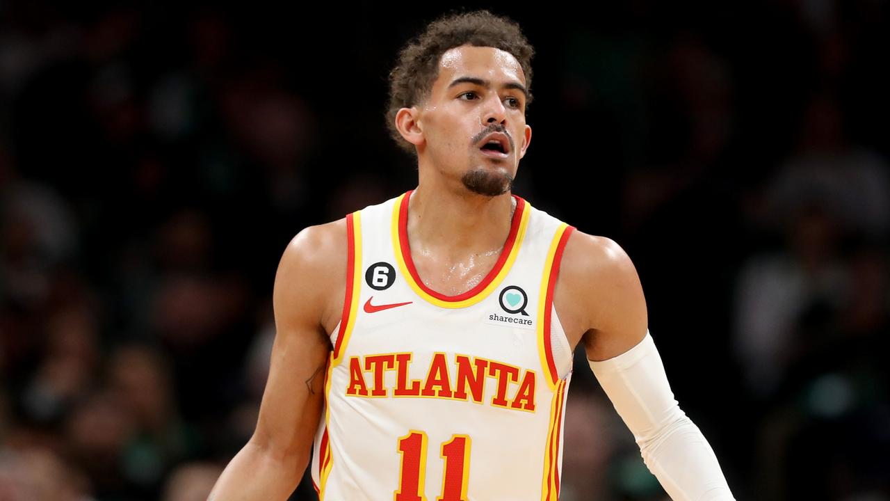 BOSTON, MASSACHUSETTS – APRIL 25: Trae Young #11 of the Atlanta Hawks dribbles against the Boston Celtics during the first quarter in game five of the Eastern Conference First Round Playoffs at TD Garden on April 25, 2023 in Boston, Massachusetts. NOTE TO USER: User expressly acknowledges and agrees that, by downloading and or using this photograph, User is consenting to the terms and conditions of the Getty Images License Agreement. (Photo by Maddie Meyer/Getty Images)