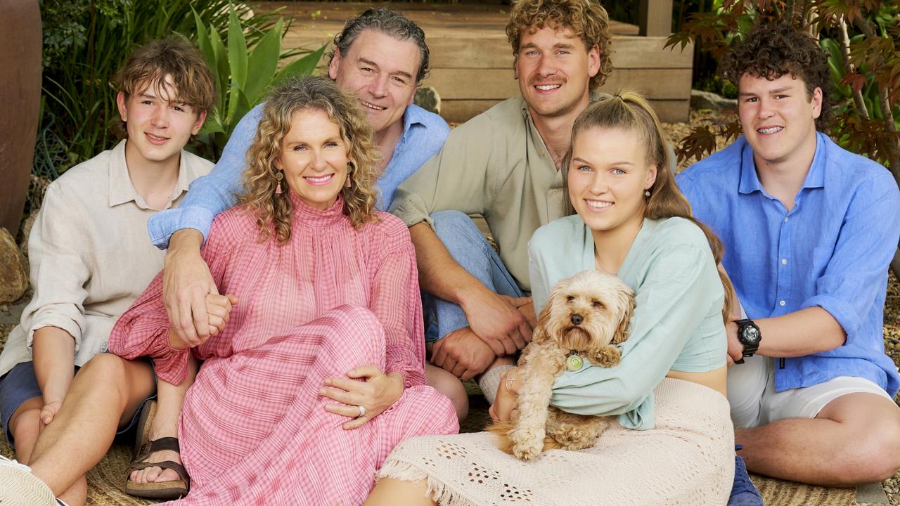 Dear with his family, in the week he started chemotherapy. Pictured are Calsher, Paul, Harry, Nate, Cherie, Maya and dog Reggie. Picture: Jarrod Barnes Photography