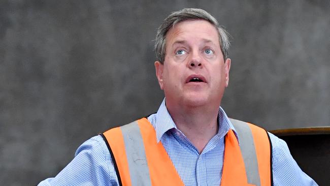 Opposition Leader Tim Nicholls at Team Group Engineering in Mackay. Picture: AAP/Darren England