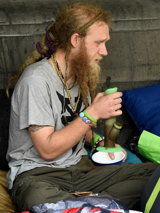 Smoking a bong 10.36am. Picture: Nicole Garmston