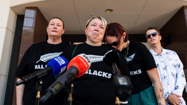 (L-R) Ange Carey, Samara Laverty, Bridget Laverty and Brooklyn Hartman - Williams walks out as the jury delivered their verdict in the Declan Laverty murder trial at the Darwin Supreme Court on June 20th, 2024. Picture: Pema Tamang Pakhrin