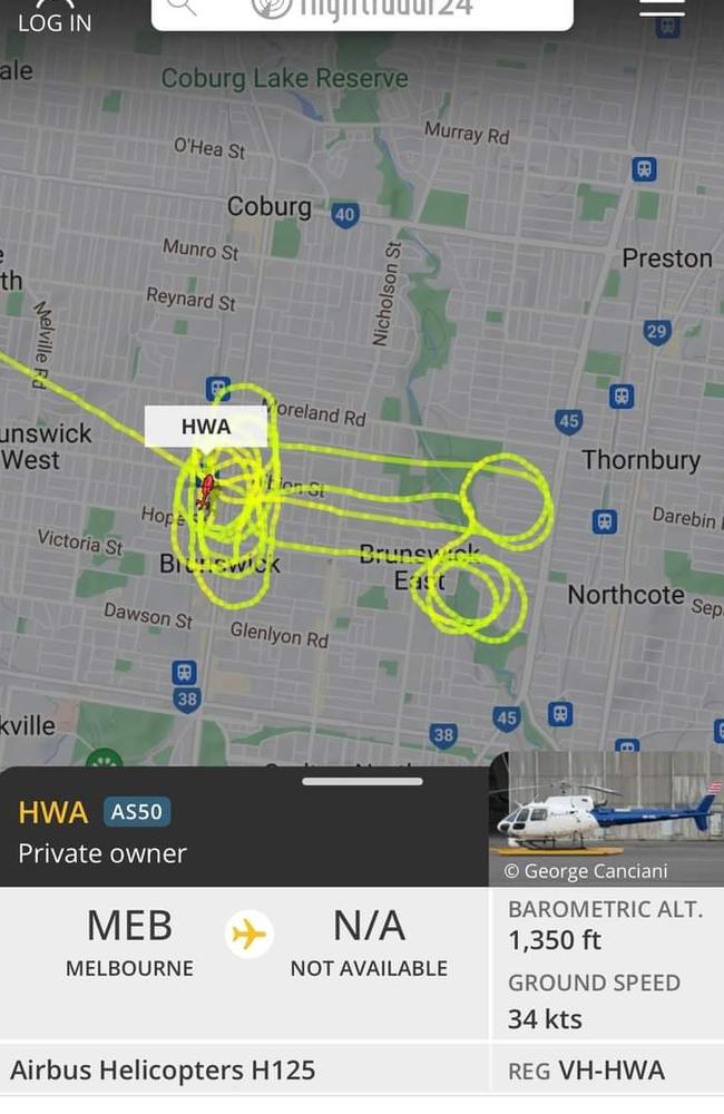 The ... interesting flight path of the news chopper.