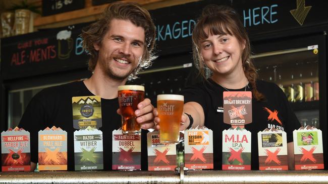 Bright Brewery staff Harry Borthwick and Madeleine Cooper. Picture: Tony Gough