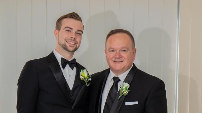 Sean Prien and his father Glen Prien at Sean's wedding in 2019.