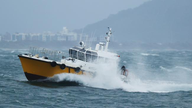 Coast guard crossing the bar at Mooloolaba. Picture Lachie Millard