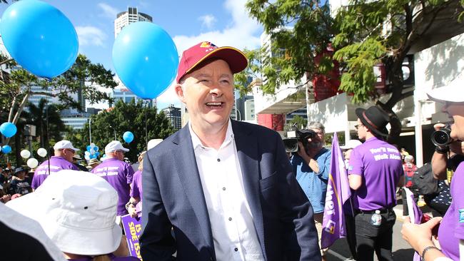 Federal opposition leader Anthony Albanese attends the Labor day march in Brisbane. Picture: NCA NewsWire / Jono Searle