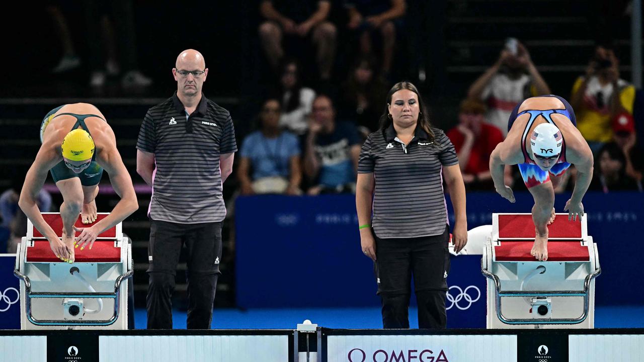 Titmus and Ledecky take off in the heats of the women's 800m freestyle. Picture: Manan VATSYAYANA / AFP