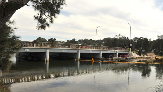 A shark was spotted cruising near the Pittwater Rd bridge over Narrabeen Lagoon, close to Berry Reserve. Picture: Supplied