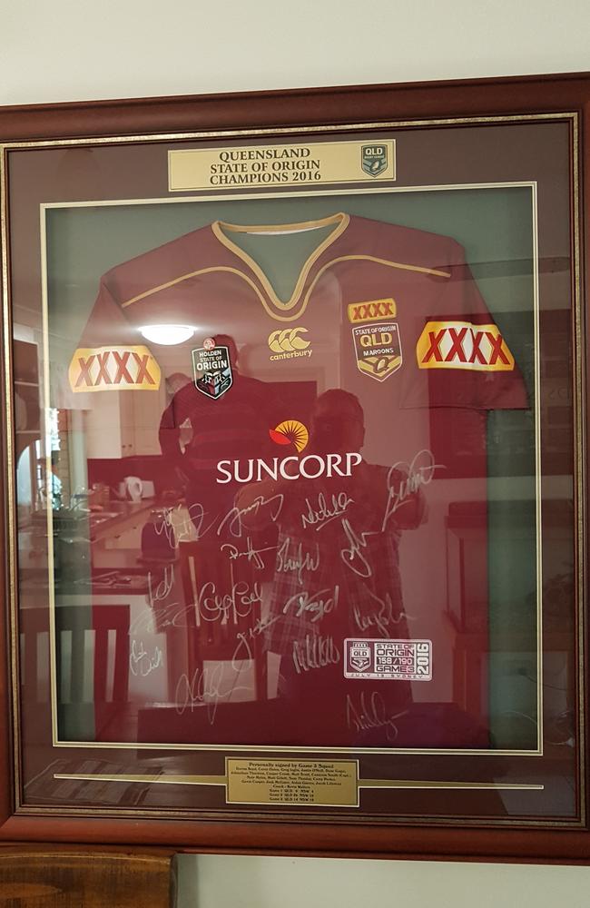 One of the signed football jerseys stolen from the property at Leslie Dam (Photo: Queensland Police Service)