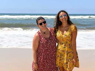 HOTSPOT: Helena Garcia and Natalia Rodriguez at the Gympie region's bachelorette hotspot yesterday. The hot spot for bachelors is just down the road. Picture: Troy Jegers