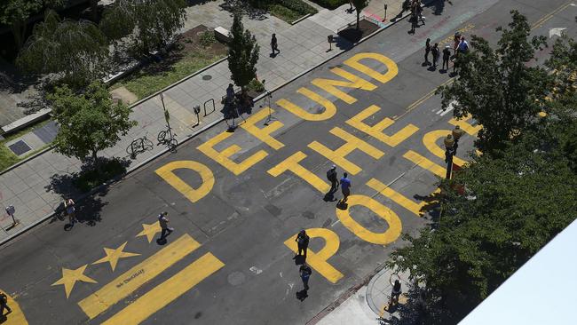 A message painted on a Washington street. Picture: Getty Images