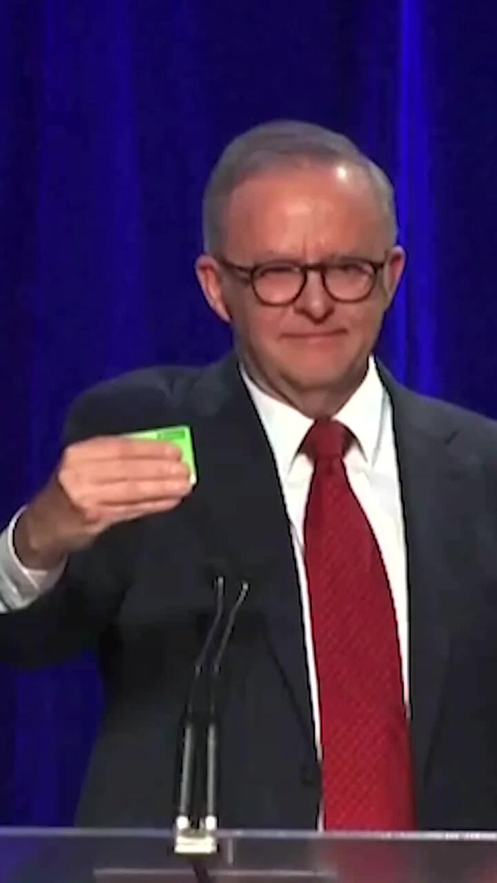 Albo whips out his medicare card during victory speech
