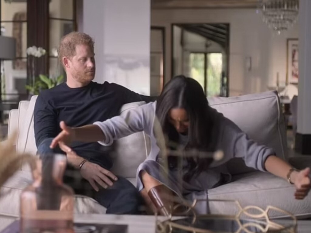 Meghan re-enacts her first meeting with the Queen. Picture: Netflix