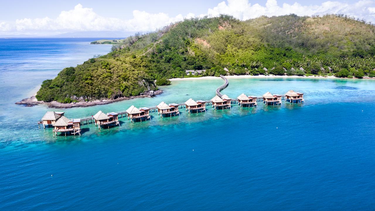 The overwater bures at Likuliku Lagoon Resort. Picture: Supplied