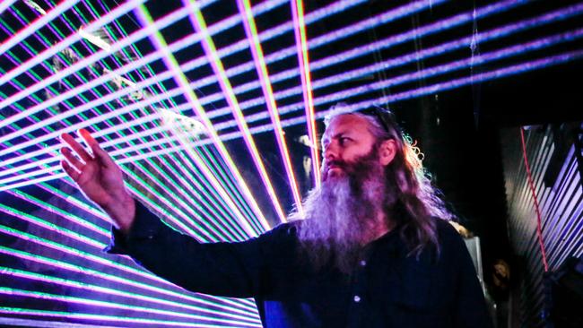 Robin Fox has created the laser show Sunsuper Night Sky for this year’s Brisbane Festival. Picture: PATRICK GEE