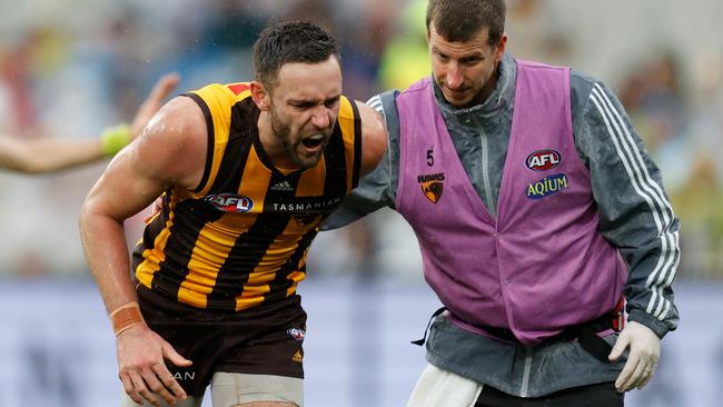 Jack Gunston was in significant pain after hurting his right ankle at the weekend. Picture: Getty Images