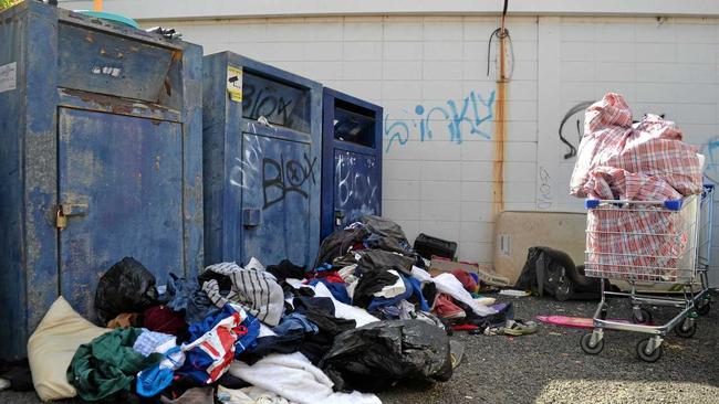 WORSE FOR WEAR: This is what Lifeline volunteers saw on Monday when they arrived at the site of the containers. Picture: Meg Gannon