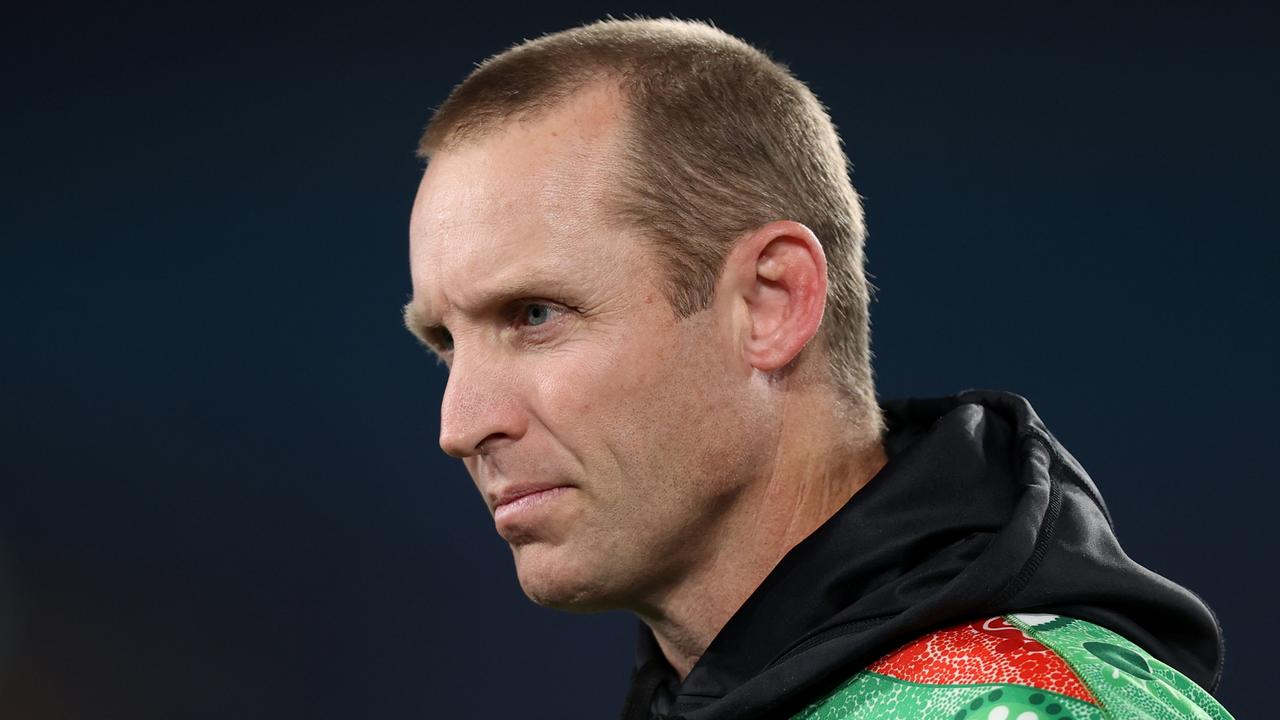 SYDNEY, AUSTRALIA - MAY 25: Ben Hornby interim head coach of the Rabbitohs looks on prior to the round 12 NRL match between South Sydney Rabbitohs and Parramatta Eels at Accor Stadium on May 25, 2024 in Sydney, Australia. (Photo by Jason McCawley/Getty Images)