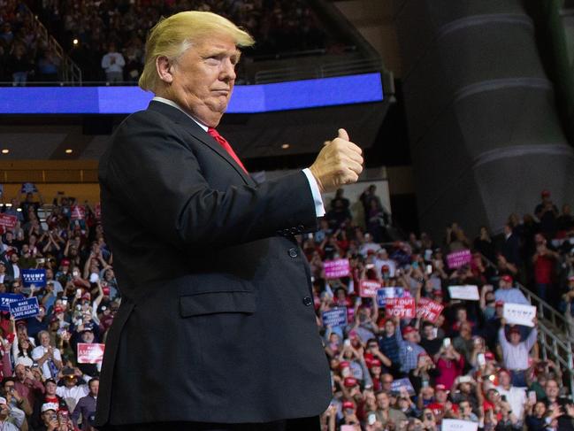 Donald Trump arrives for a campaign rally in Houston, Texas. Picture: AFP