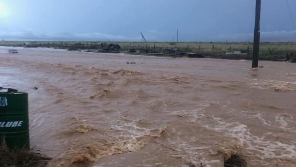 Torrential rain causes flash flooding northwest of Barcaldine. Picture: Who Got the Rain?