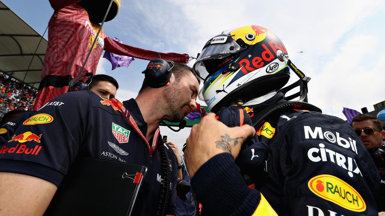 Daniel Ricciardo was running in second place when smoke emerged from his car.