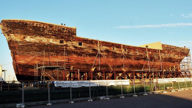 The City of Adelaide clipper ship under restoration at Port Adelaide. Picture: Bernard Humphreys